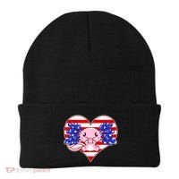 Cute USA American Flag Axolotl Beanie thumb 0