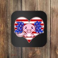 Cute USA American Flag Axolotl Coaster thumb 0