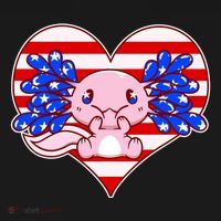 Cute USA American Flag Axolotl Women's Hoodie thumb 2