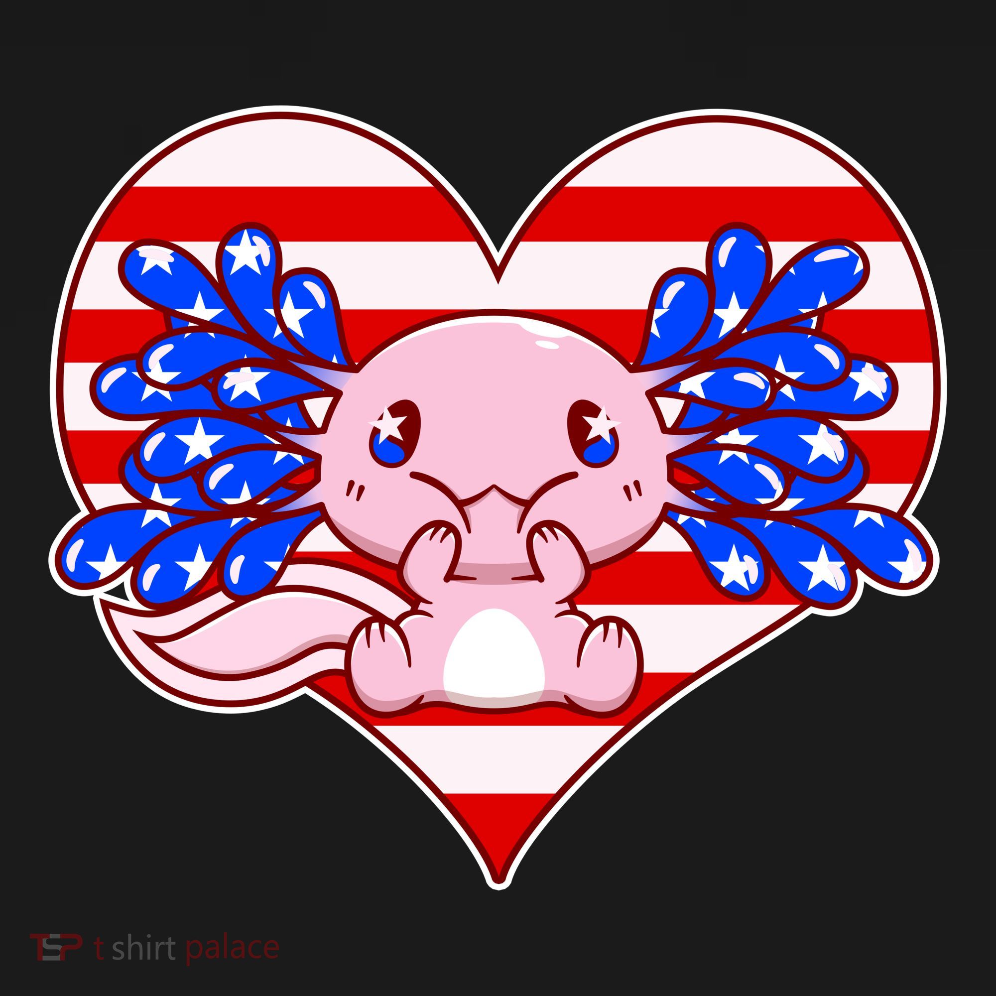 Cute USA American Flag Axolotl Women's Hoodie