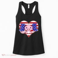 Cute USA American Flag Axolotl Women's Tank Top thumb 0