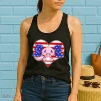 Cute USA American Flag Axolotl Women's Tank Top thumb 2