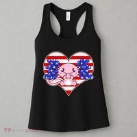 Cute USA American Flag Axolotl Women's Tank Top thumb 3