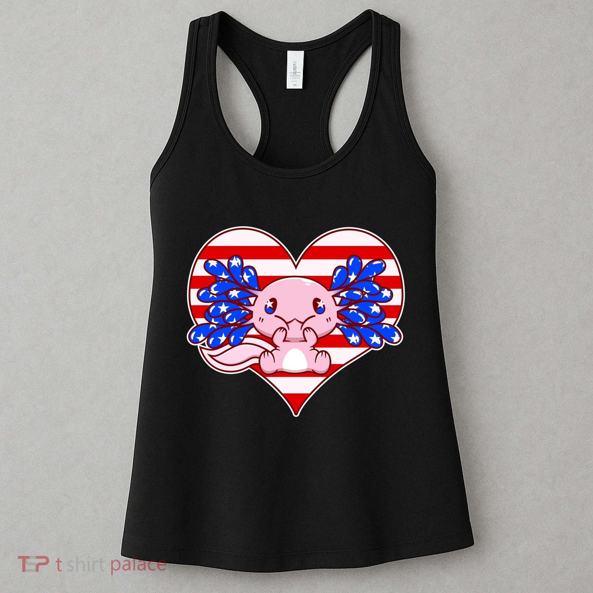 Cute USA American Flag Axolotl Women's Tank Top