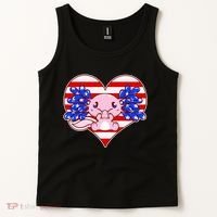 Cute USA American Flag Axolotl Tank Top thumb 2