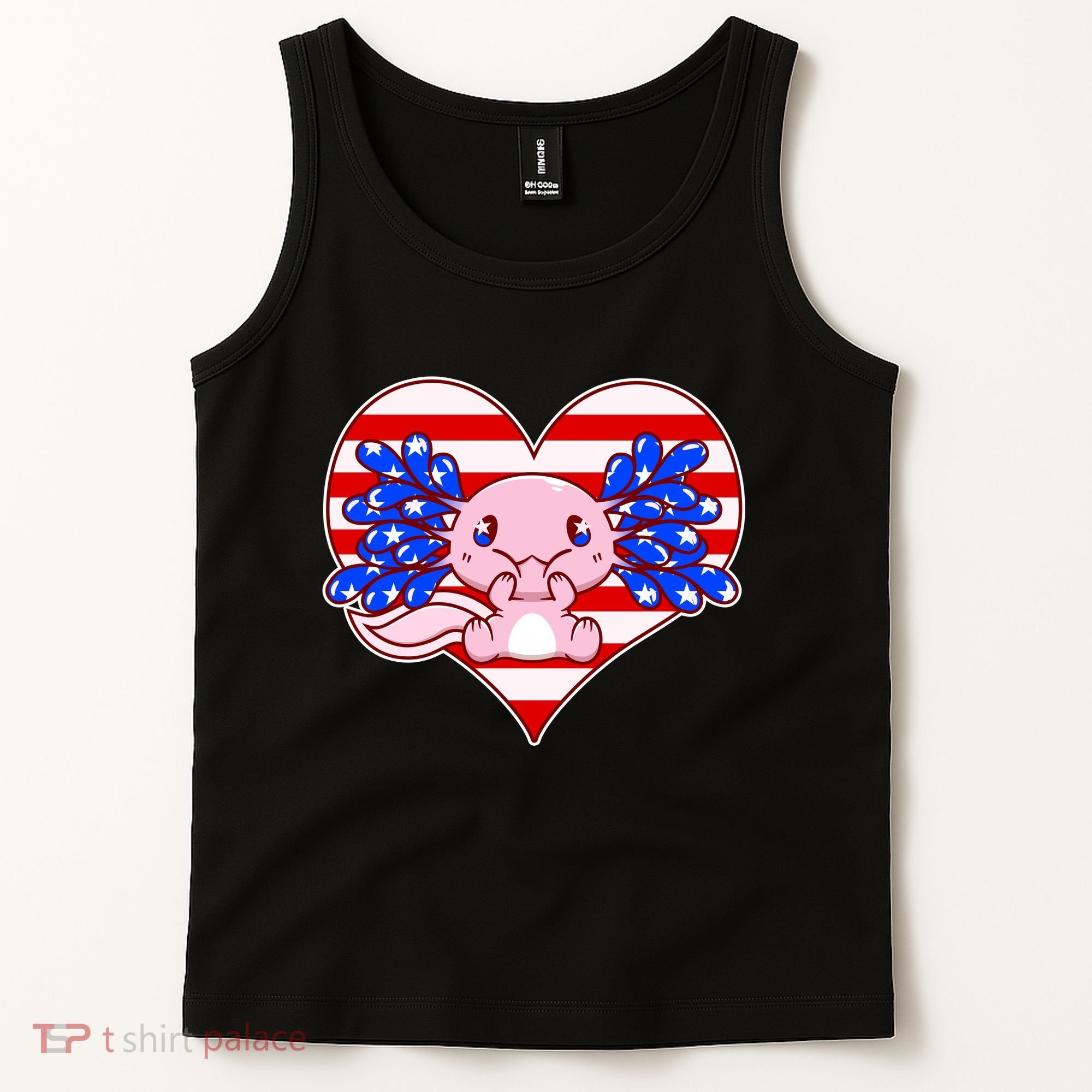 Cute USA American Flag Axolotl Tank Top