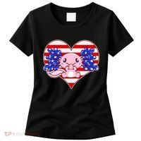 Cute USA American Flag Axolotl Women's T-Shirt thumb 0