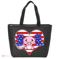Cute USA American Flag Axolotl Tote Bag thumb 0