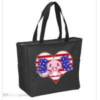 Cute USA American Flag Axolotl Tote Bag thumb 2