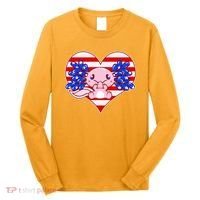 Cute USA American Flag Axolotl Long Sleeve Shirt thumb 0