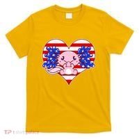 Cute USA American Flag Axolotl T-Shirt thumb 0