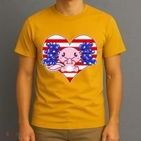Cute USA American Flag Axolotl T-Shirt thumb 3