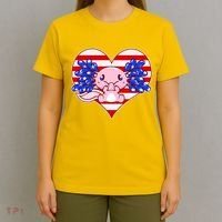 Cute USA American Flag Axolotl T-Shirt thumb 4
