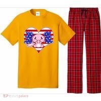 Cute USA American Flag Axolotl Pajama Set thumb 0
