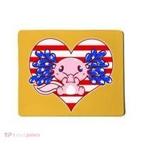 Cute USA American Flag Axolotl Mousepad thumb 0
