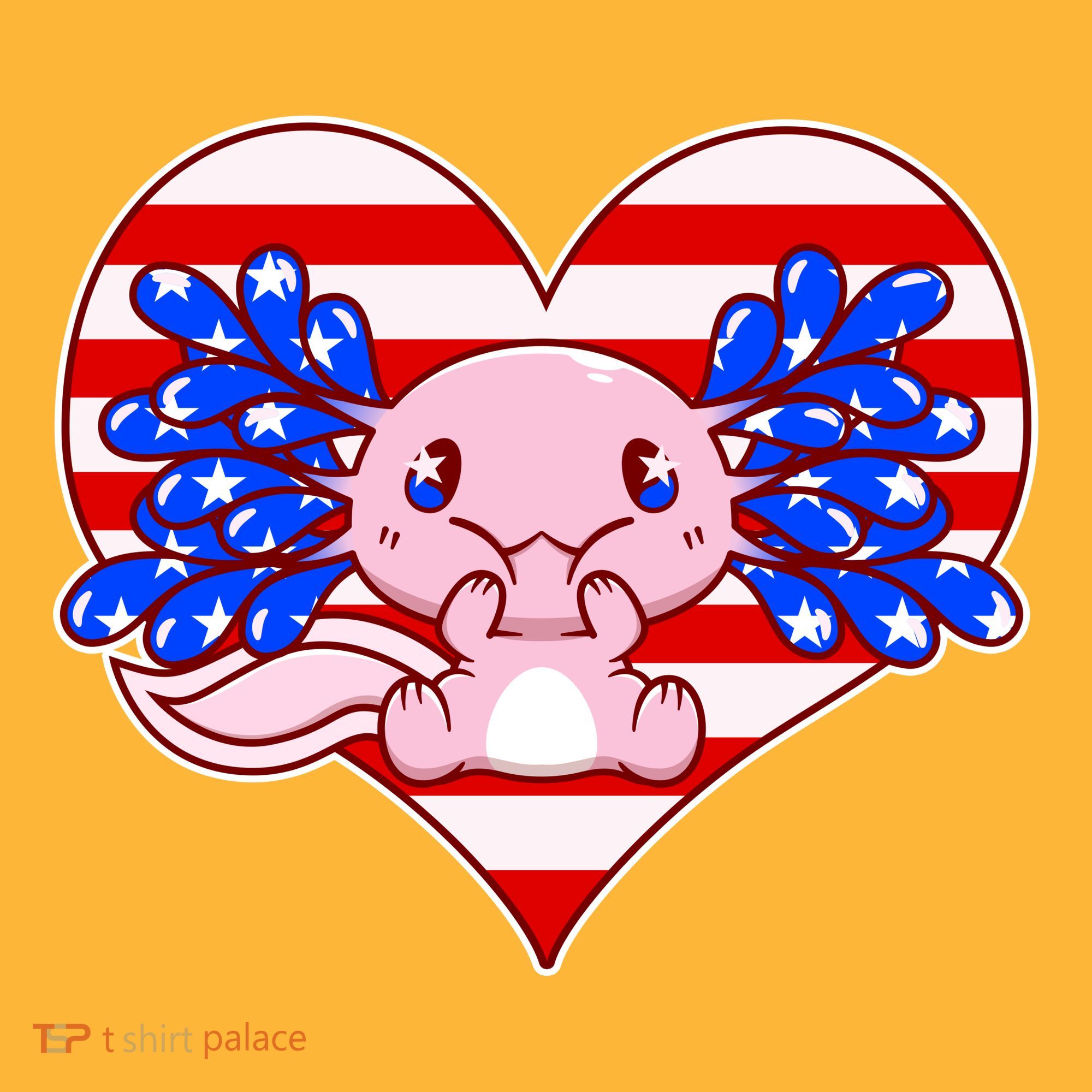 Cute USA American Flag Axolotl Baby Bodysuit