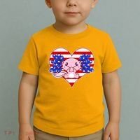 Cute USA American Flag Axolotl Toddler T-Shirt thumb 2
