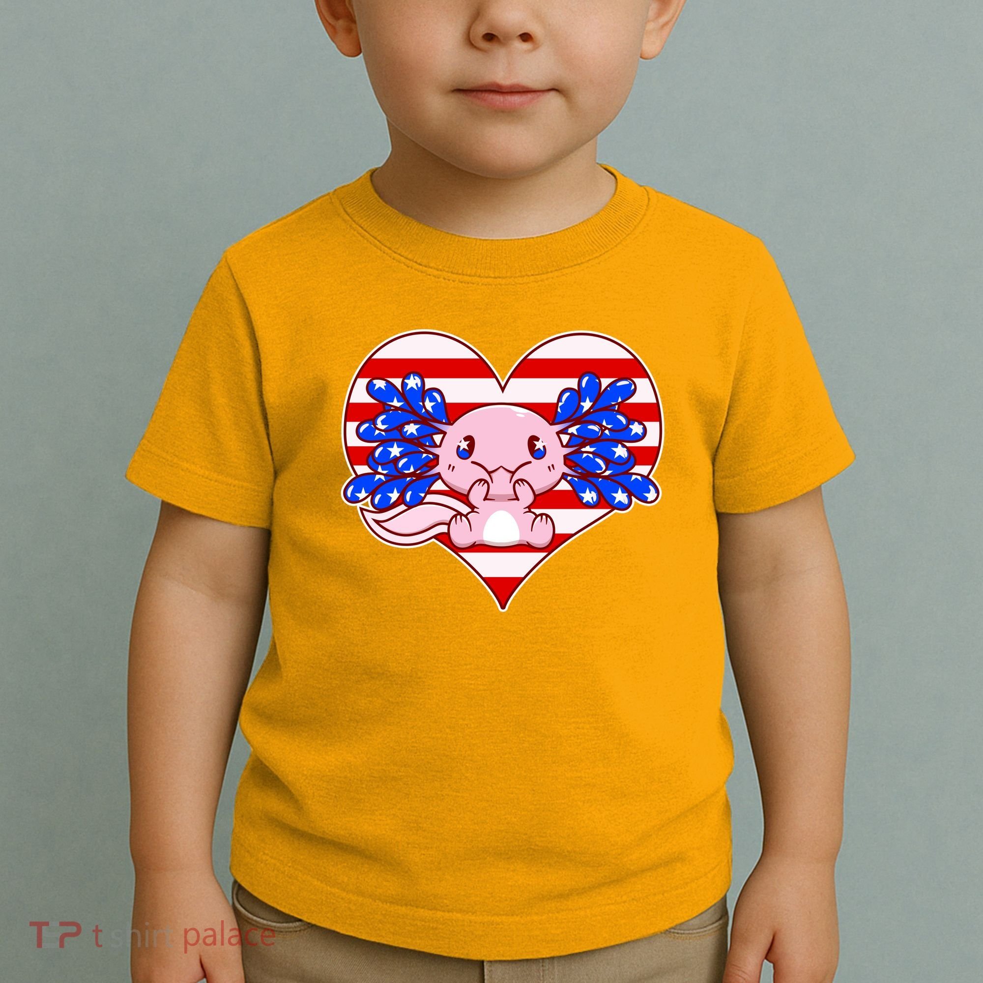 Cute USA American Flag Axolotl Toddler T-Shirt