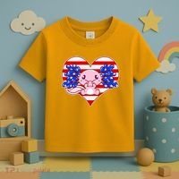 Cute USA American Flag Axolotl Toddler T-Shirt thumb 3