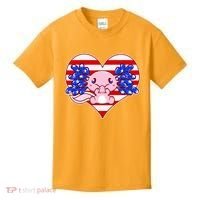 Cute USA American Flag Axolotl Kids T-Shirt thumb 0