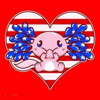 Cute USA American Flag Axolotl Santa Hat thumb 1