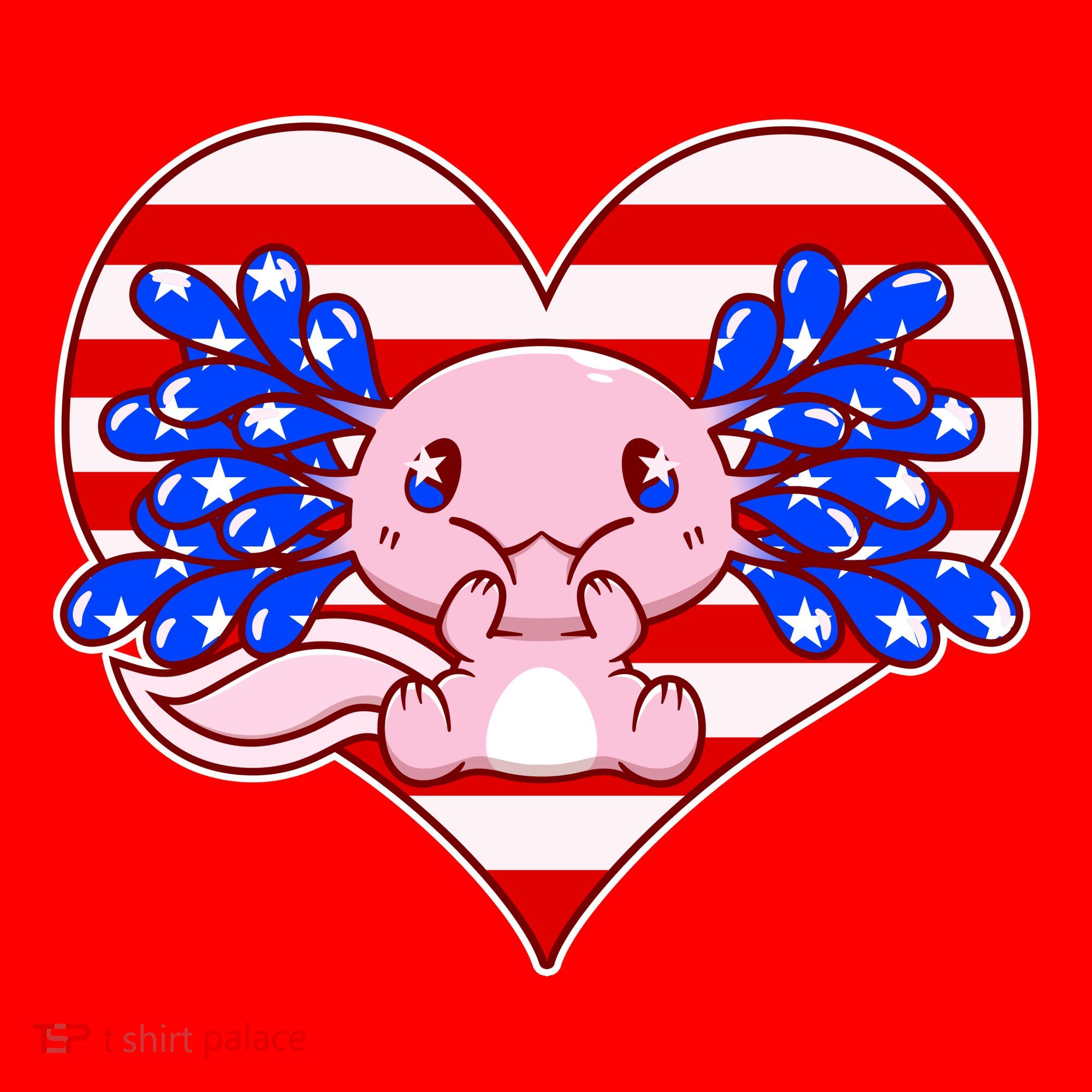 Cute USA American Flag Axolotl Santa Hat