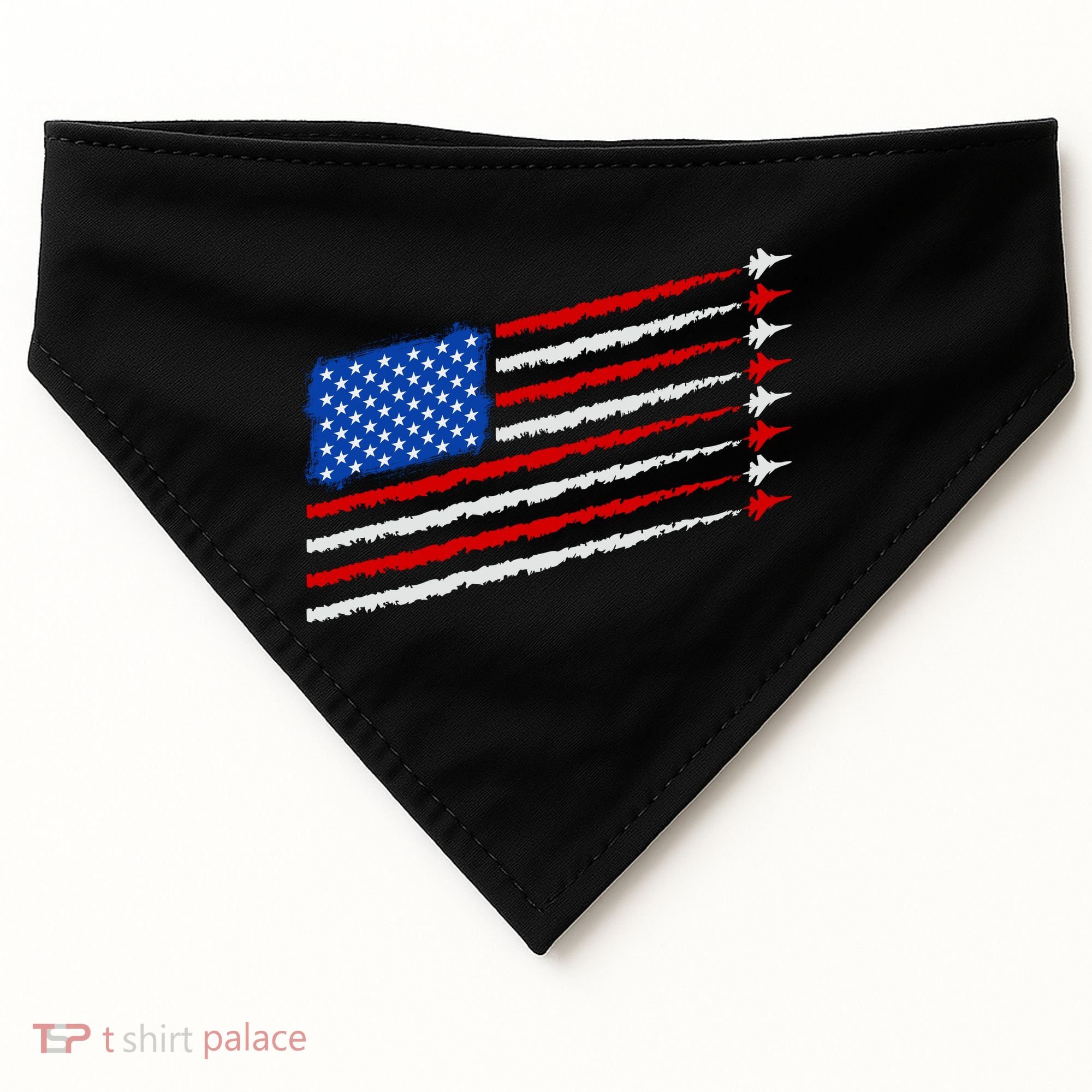 Cool USA American Flag Air Show Jet Planes USA-Made Doggie Bandana