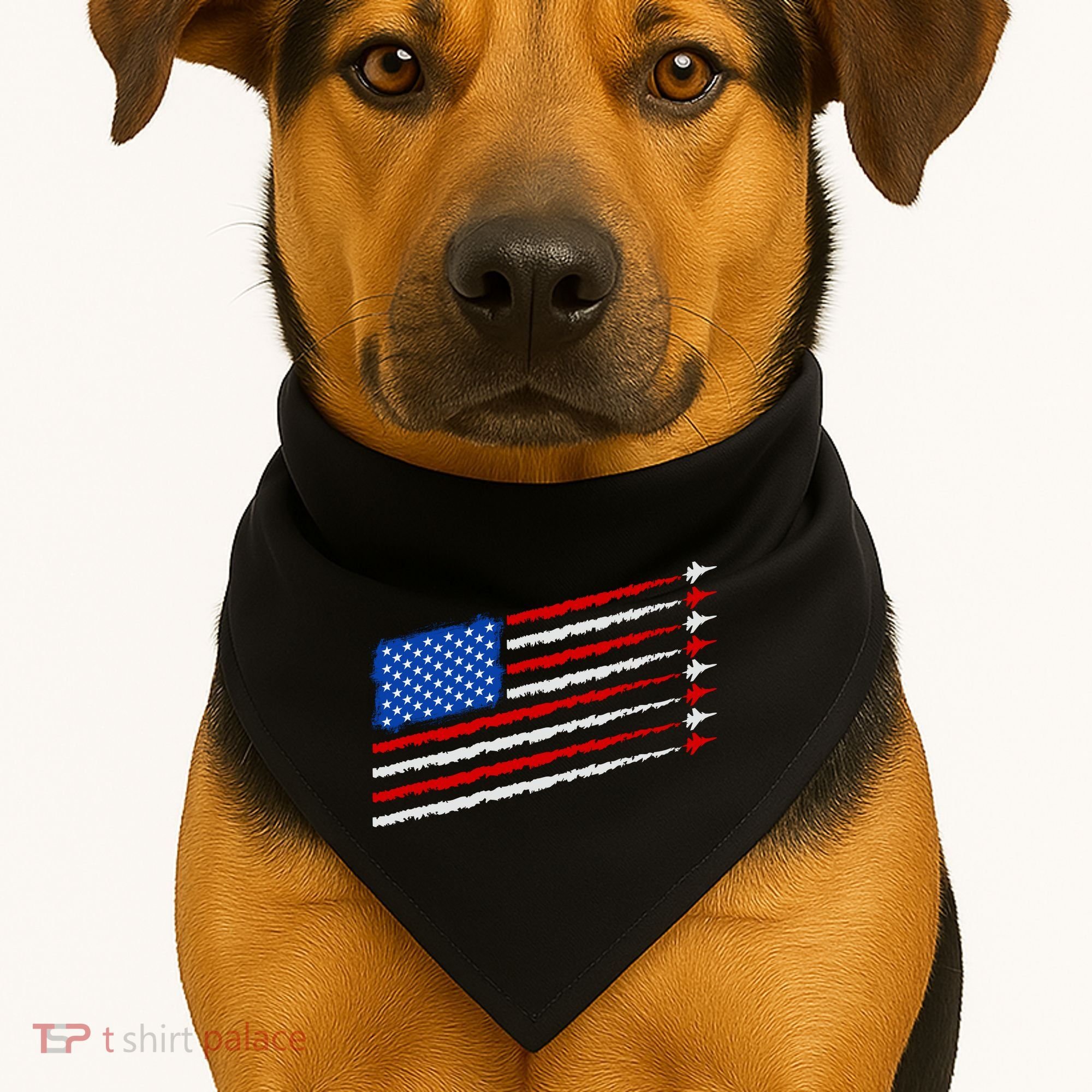 Cool USA American Flag Air Show Jet Planes USA-Made Doggie Bandana