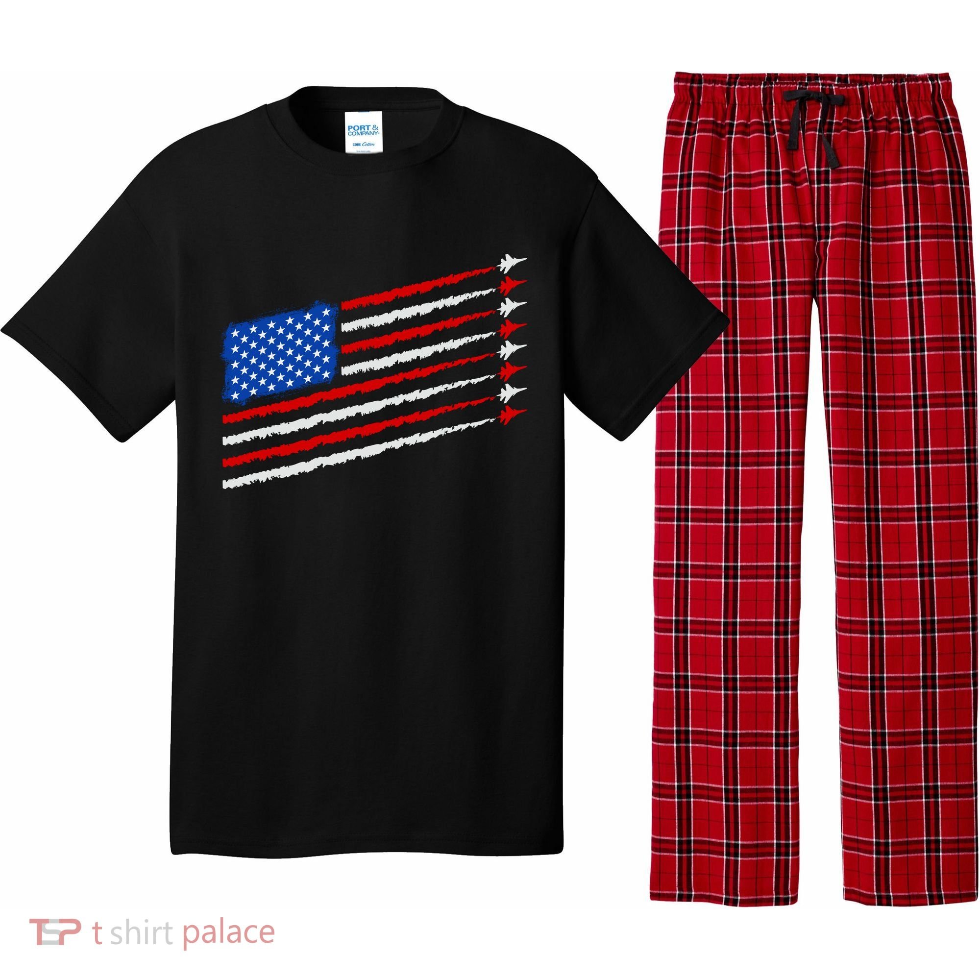 Cool USA American Flag Air Show Jet Planes Pajama Set