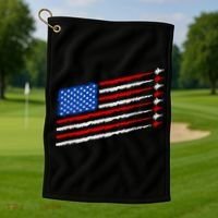 Cool USA American Flag Air Show Jet Planes Golf Towel thumb 1