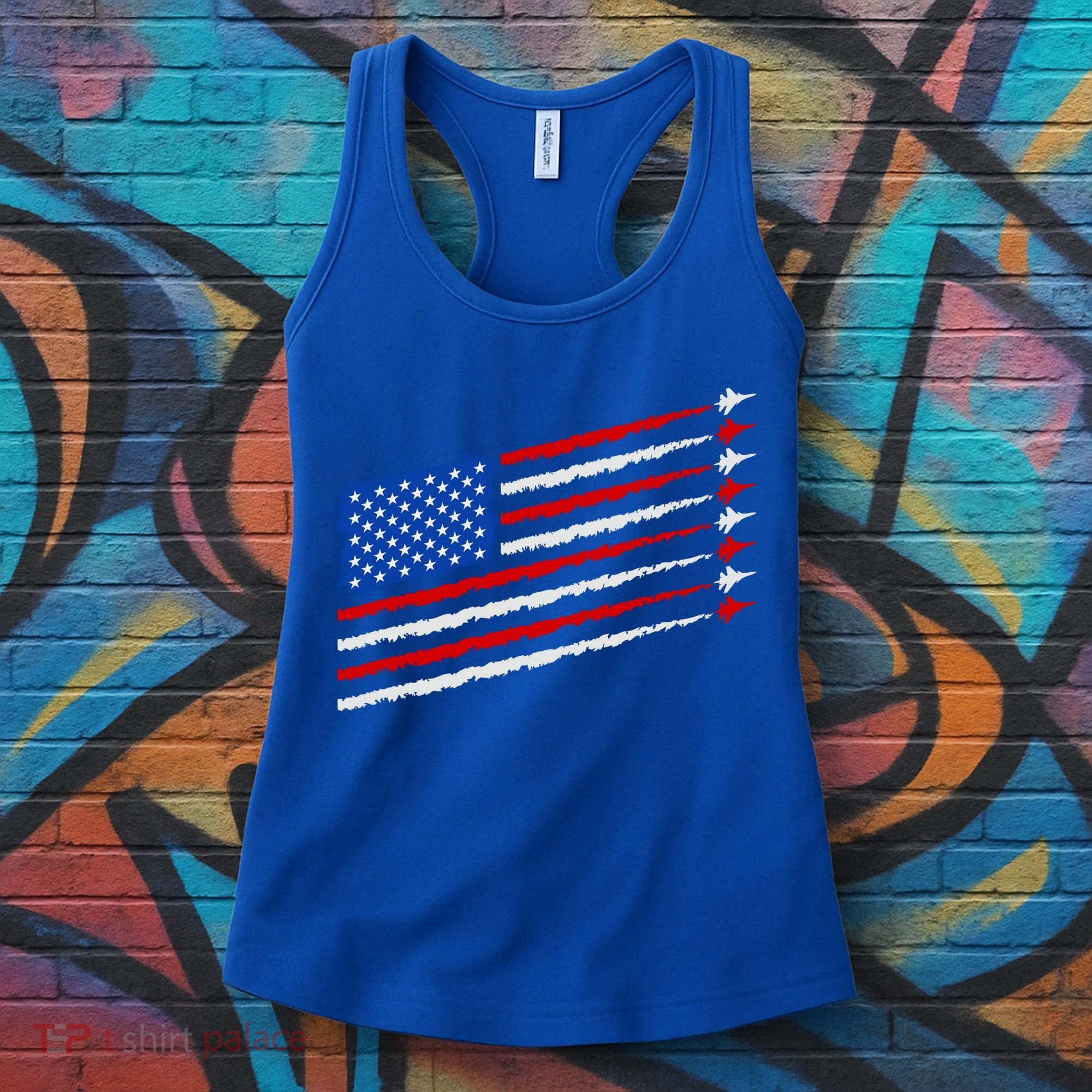 Cool USA American Flag Air Show Jet Planes Women's Tank Top