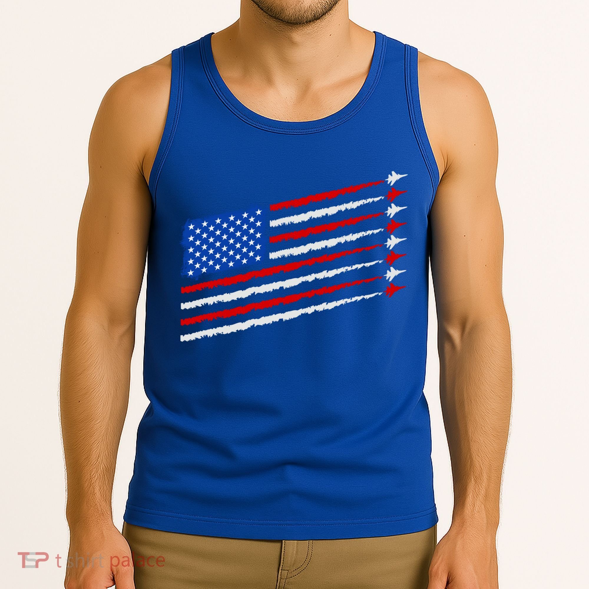 Cool USA American Flag Air Show Jet Planes Tank Top