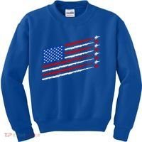 Cool USA American Flag Air Show Jet Planes Kids Sweatshirt thumb 0