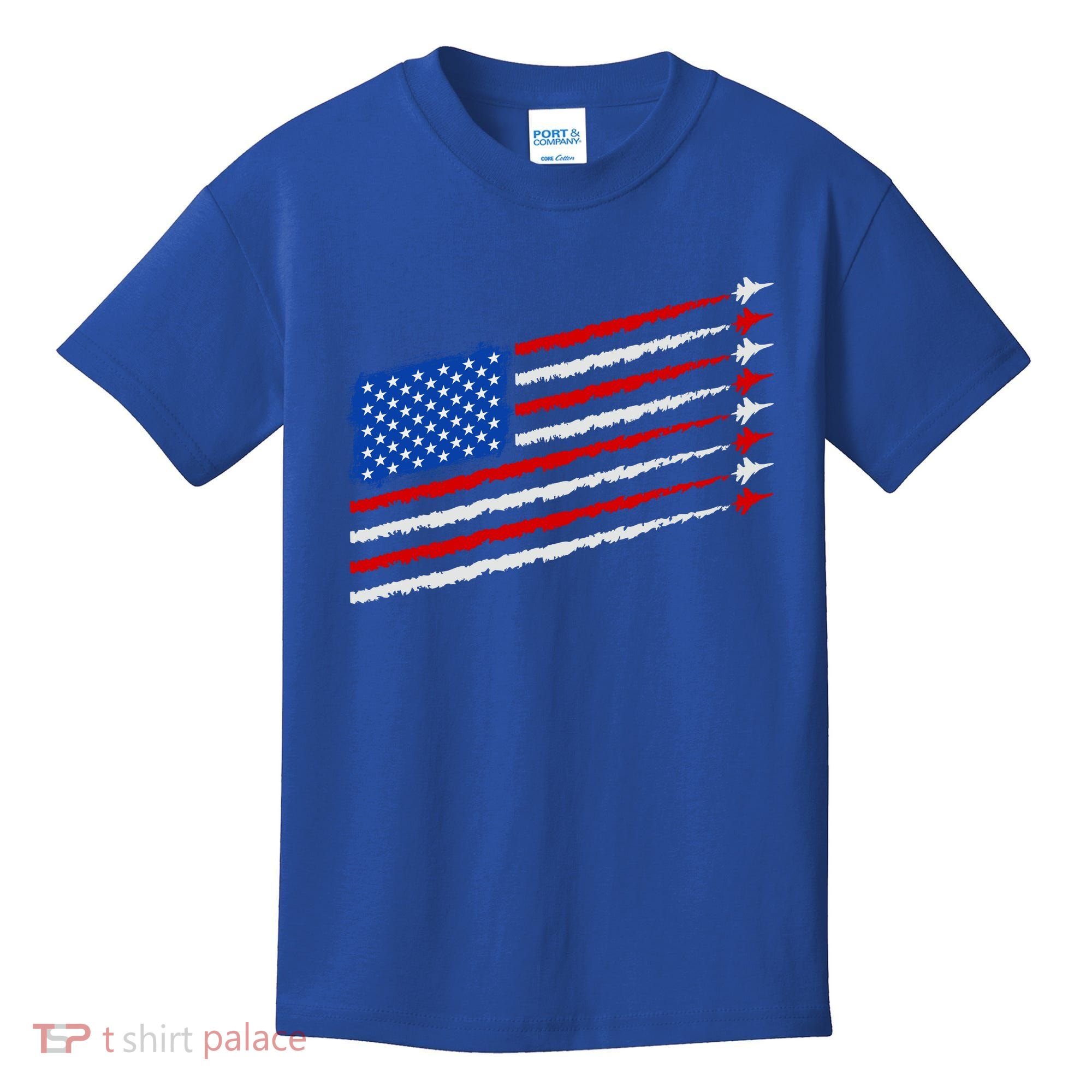 Cool USA American Flag Air Show Jet Planes Kids T-Shirt