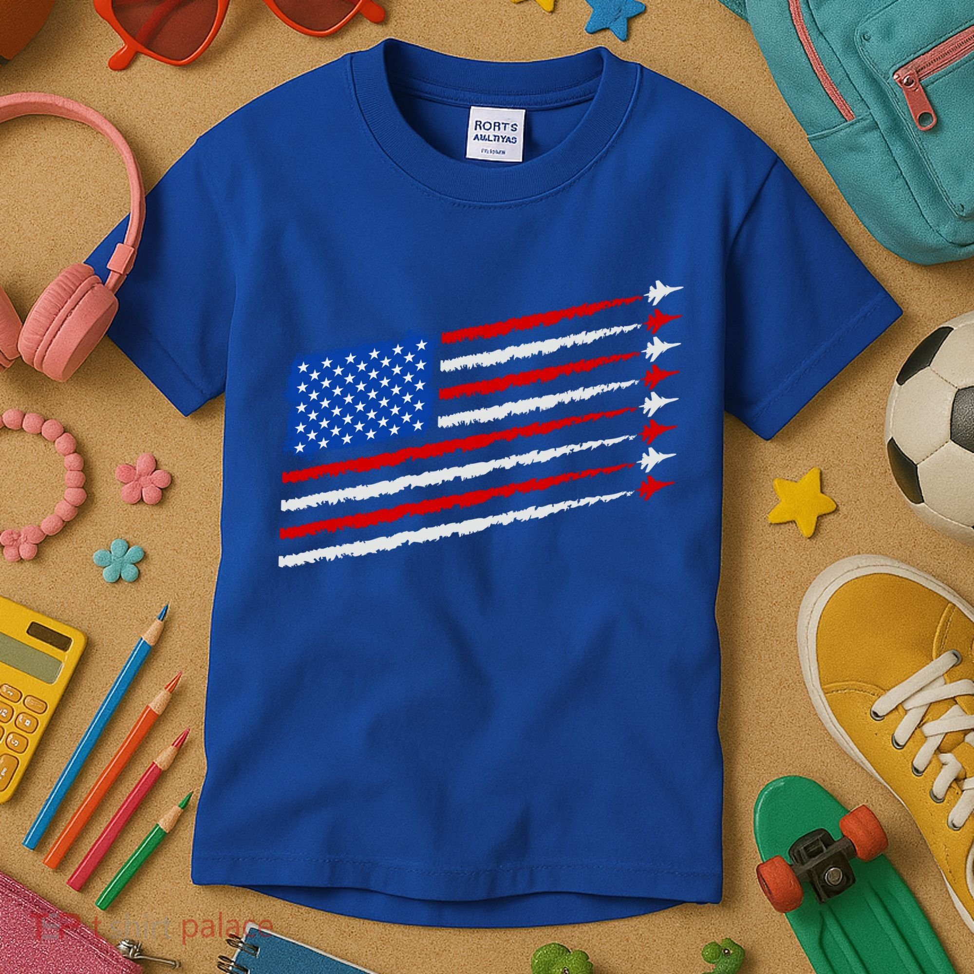 Cool USA American Flag Air Show Jet Planes Kids T-Shirt