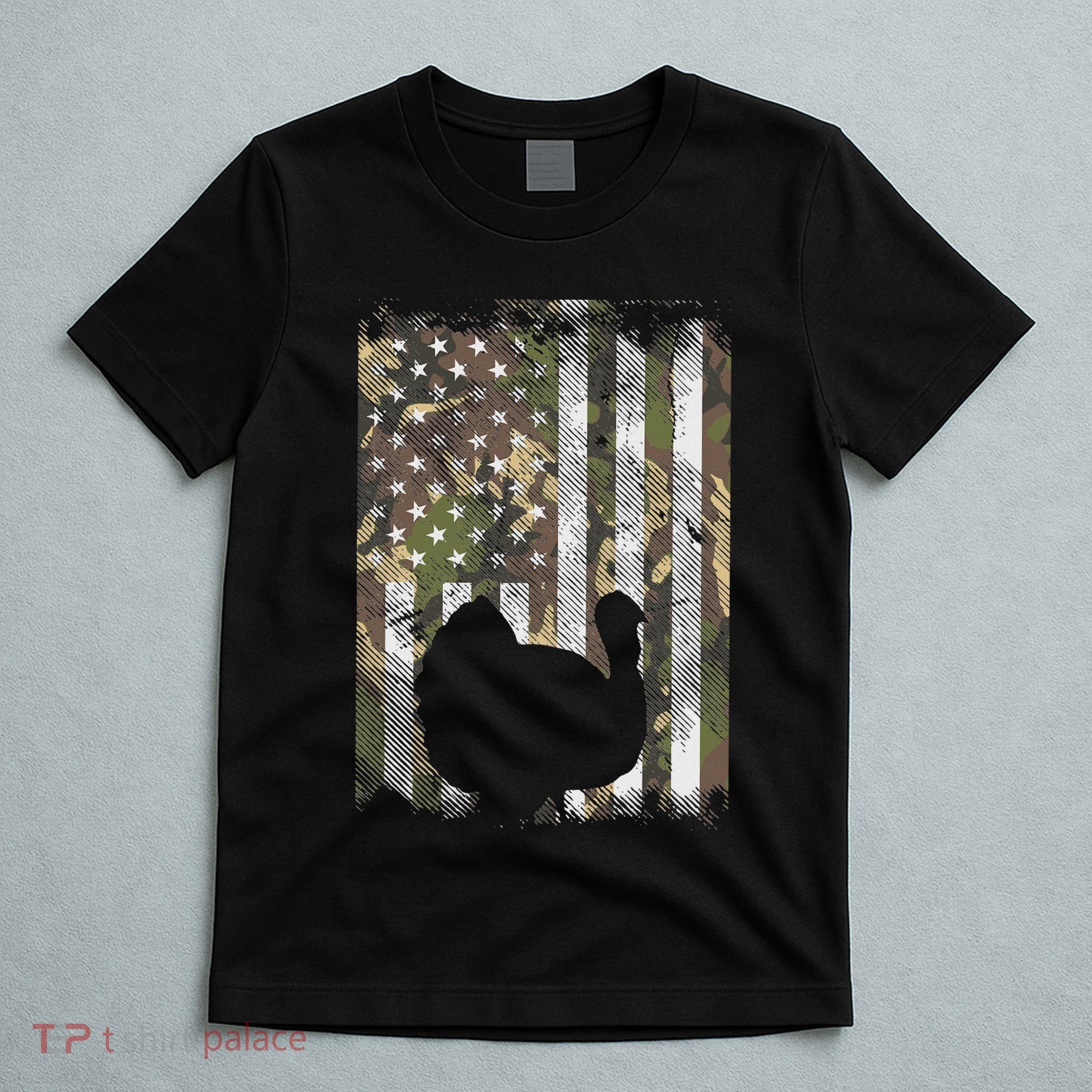 Camo Us America Flag Turkey Day Hunting Thanksgiving Gift T-Shirt