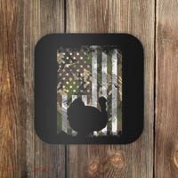 Camo Us America Flag Turkey Day Hunting Thanksgiving Gift Coaster thumb 0
