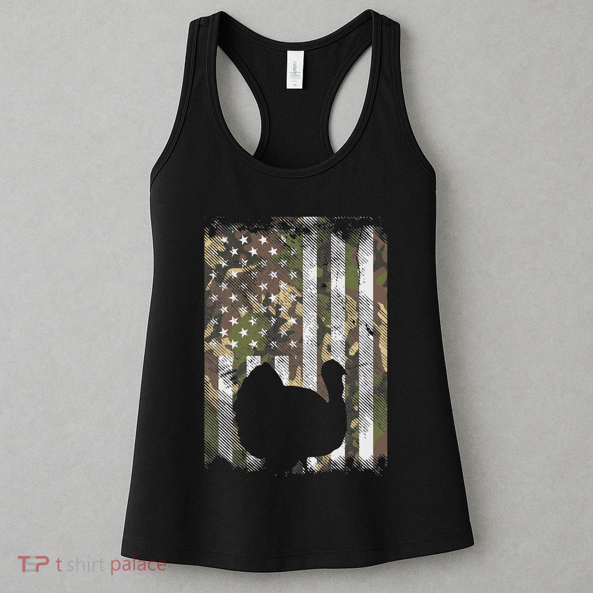 Camo Us America Flag Turkey Day Hunting Thanksgiving Gift Women's Tank Top