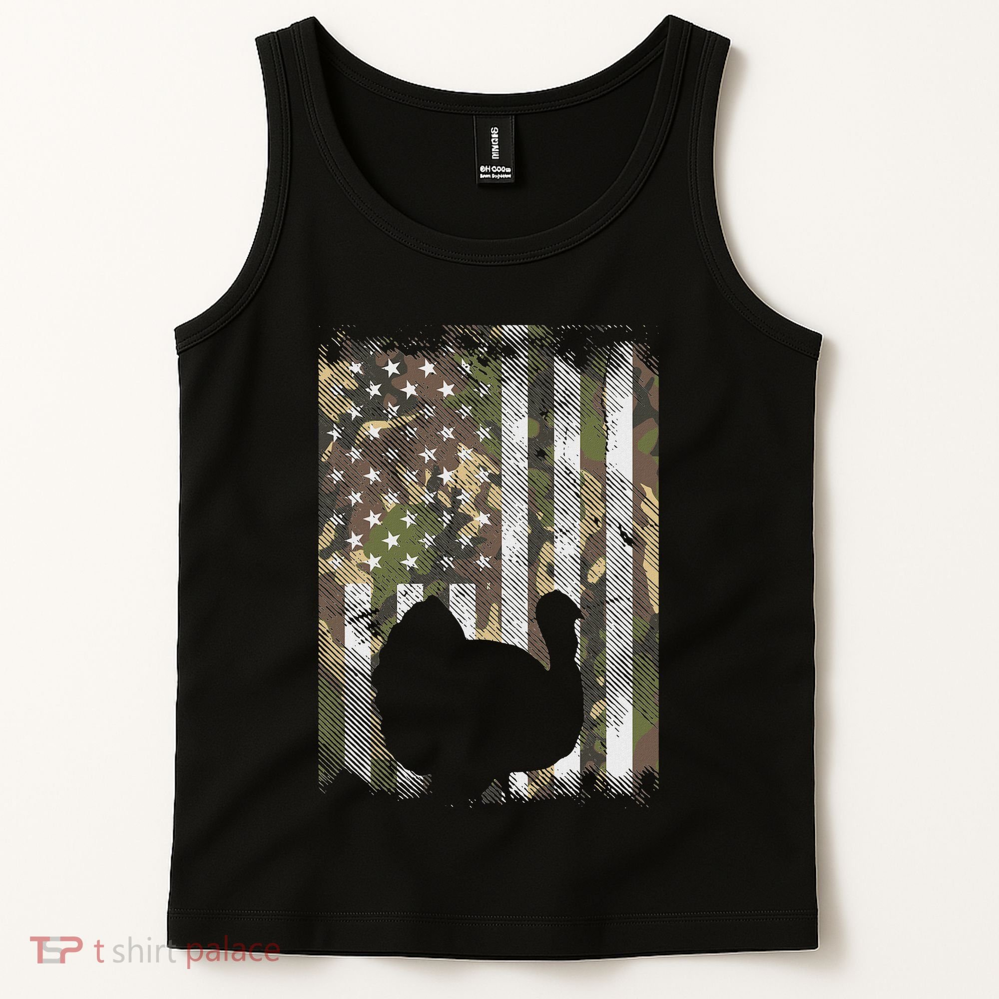 Camo Us America Flag Turkey Day Hunting Thanksgiving Gift Tank Top