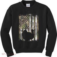 Camo Us America Flag Turkey Day Hunting Thanksgiving Gift Kids Sweatshirt thumb 0