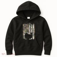 Camo Us America Flag Turkey Day Hunting Thanksgiving Gift Kids Hoodie thumb 0