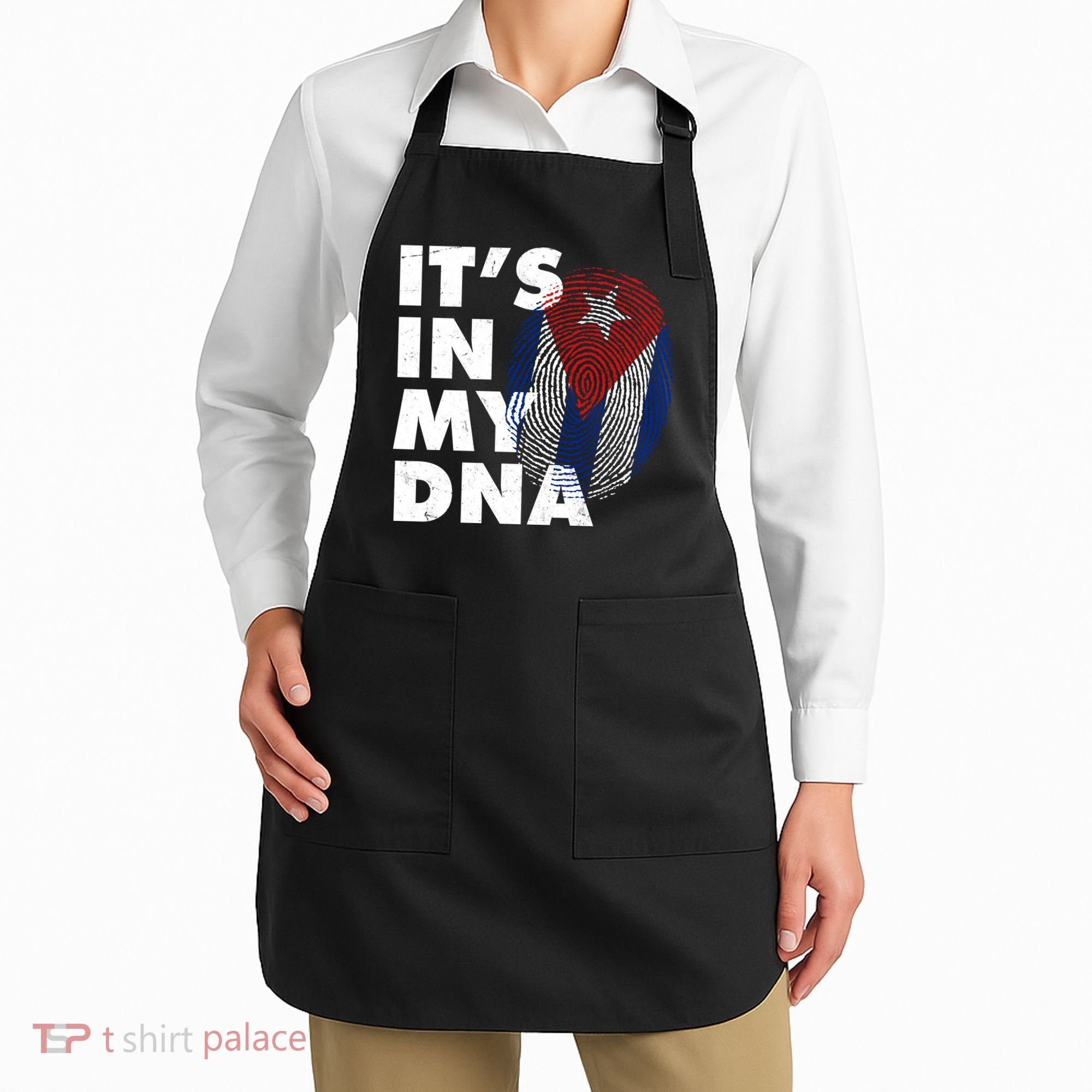 Cuba It's In My DNA Cuban Flag Fingerprint Apron