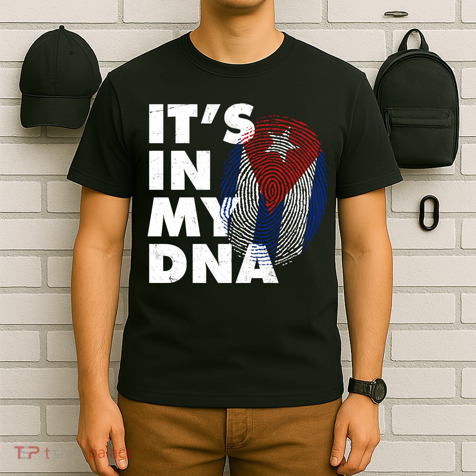 Cuba It's In My DNA Cuban Flag Fingerprint T-Shirt