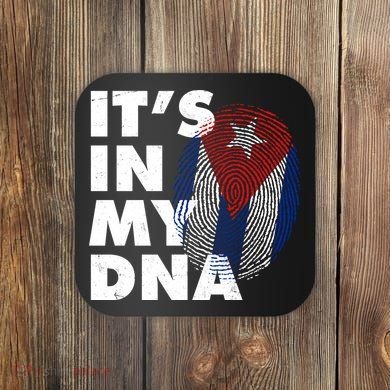 Cuba It's In My DNA Cuban Flag Fingerprint Coaster