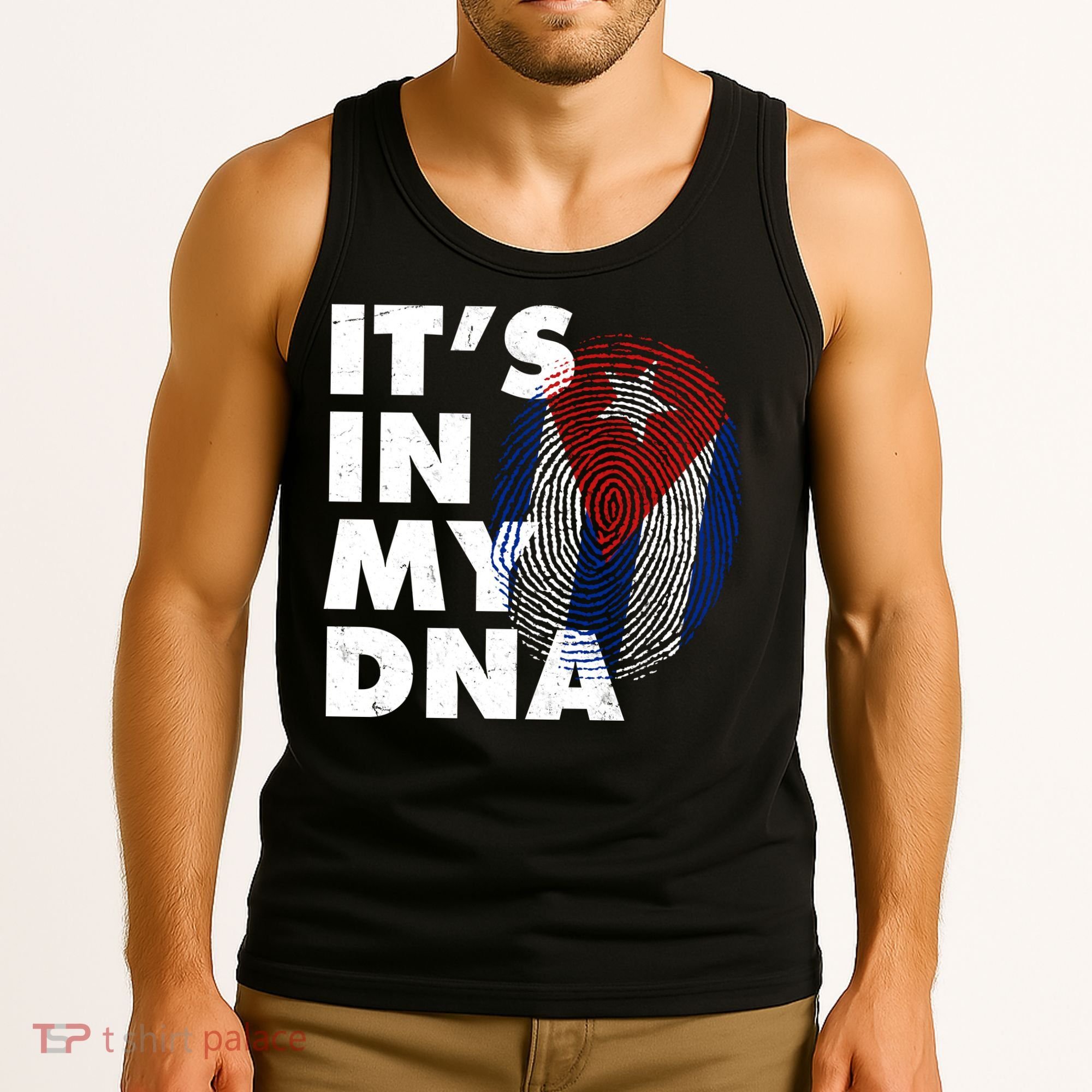Cuba It's In My DNA Cuban Flag Fingerprint Tank Top
