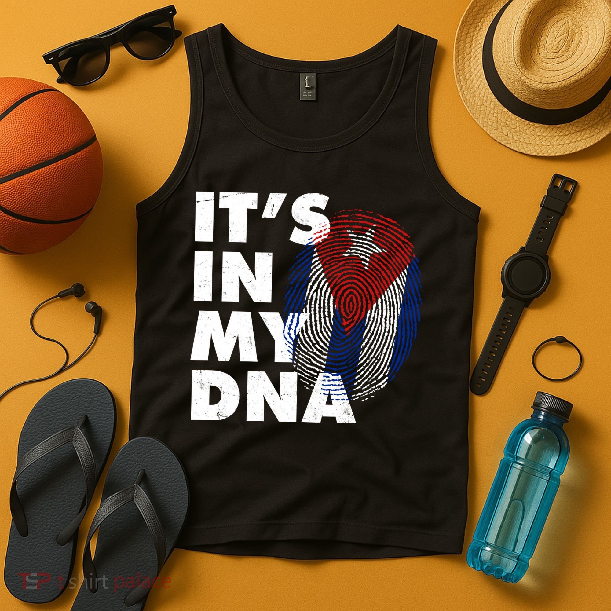 Cuba It's In My DNA Cuban Flag Fingerprint Tank Top