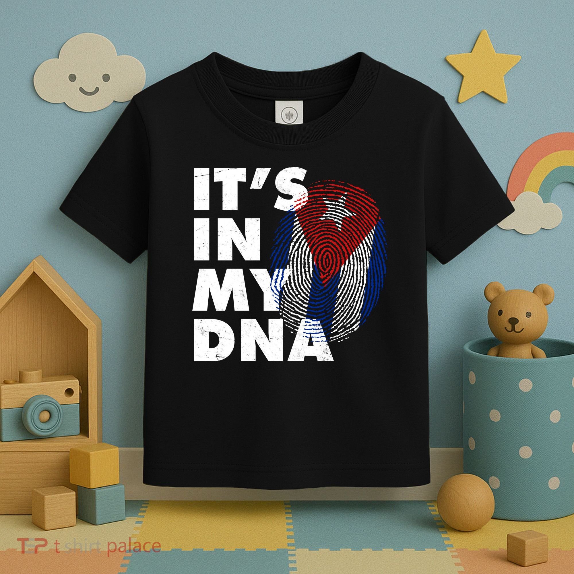 Cuba It's In My DNA Cuban Flag Fingerprint Toddler T-Shirt
