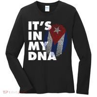 Cuba It's In My DNA Cuban Flag Fingerprint Women's Long Sleeve Shirt thumb 0