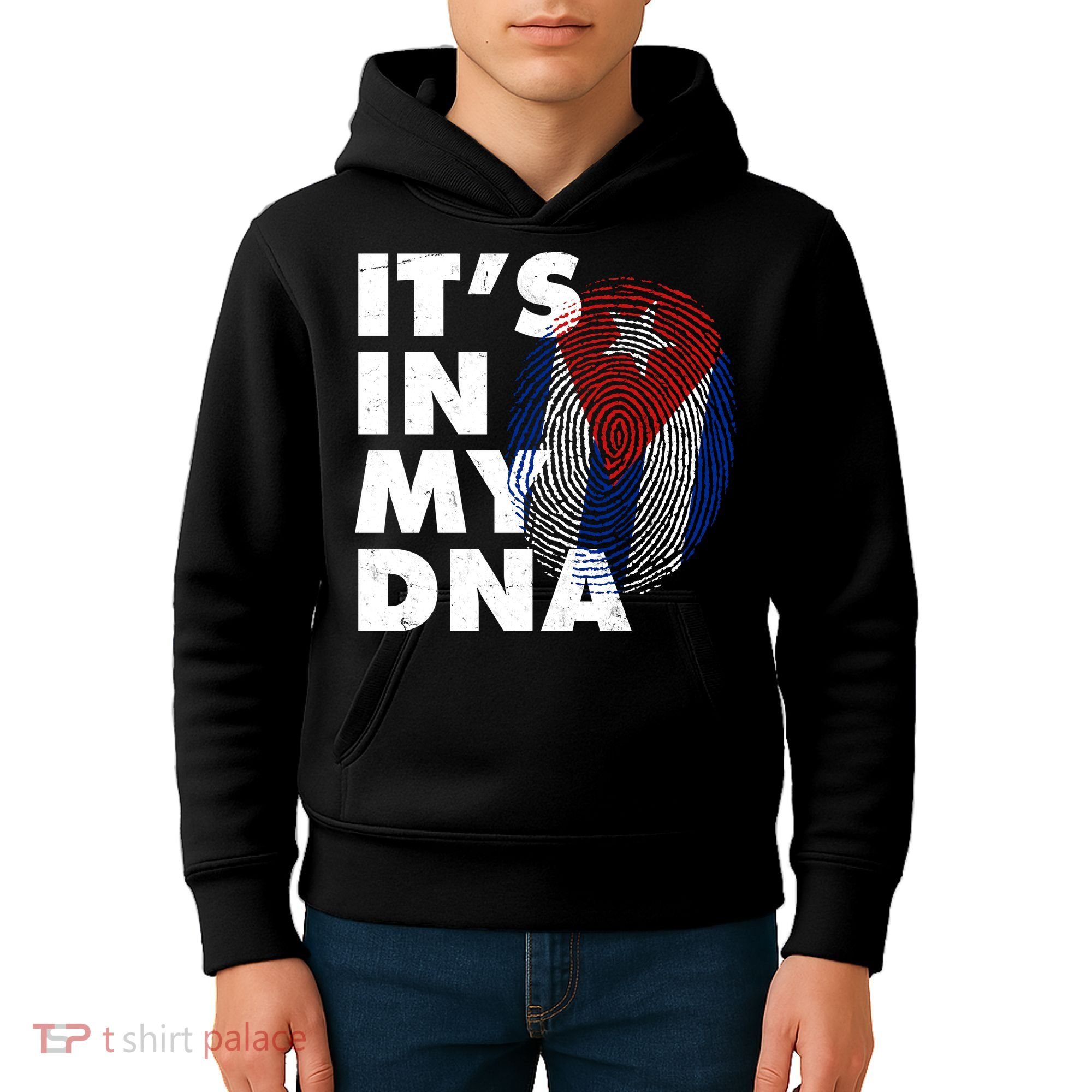 Cuba It's In My DNA Cuban Flag Fingerprint Kids Hoodie