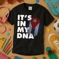 Cuba It's In My DNA Cuban Flag Fingerprint Kids T-Shirt thumb 3